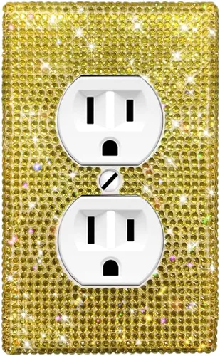 Miniatura 11 de WIRESTER Cubierta para placa de pared con diamantes de imitación brillantes y dorados, color amarillo dorado citrino, cubierta para interruptor