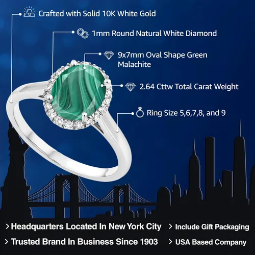 Miniatura 66 de Gem Stone King Anillo de compromiso ovalado de oro blanco de 10 quilates con piedra natal y halo de diamantes Ovalado de 0.354 x 0.276 in Anillo
