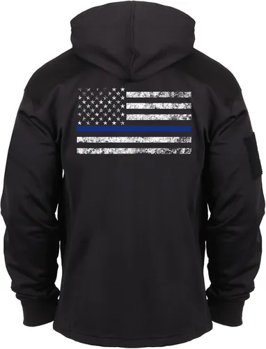 Miniatura 4 de Rothco Sudadera con capucha de transporte oculta de línea azul delgada, Negro