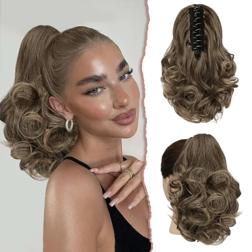 Sofeiyan Extensión de cola de caballo de 11 pulgadas con clip de garra, extensiones de cabello con cola de caballo, cola de caballo larga y rizada