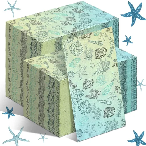 Sinmoe 200 servilletas desechables para invitados, toallas de mano de playa de verano para baño, servilletas de papel desechables de 2 capas para