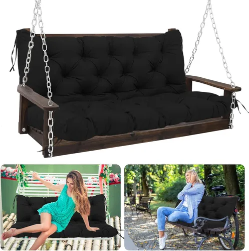Miniatura 12 de Swing Cushions 2 Seater Replacement Waterproof Porch Swing Cushions with Backrest Thicken 4" Replacement Swing Cushions for Outdoor Furniture Patio