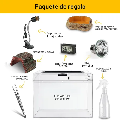 Miniatura 8 de HELIME Kit de terrario de policarbonato para reptiles, 7 piezas, hábitat para tarántula, lagartos, ranas, geckos o cangrejos ermitaños, tanque