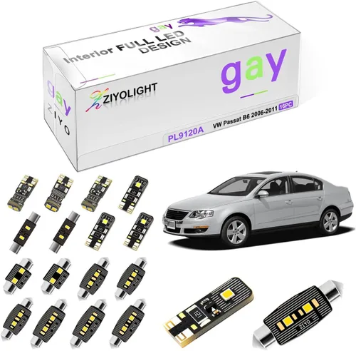Miniatura 9 de Repuesto PL9122A para Volkswagen Passat B5 1999-2005 Kit de luces LED para interiores, 6000 K bombillas LED blancas de cúpula de accesorios