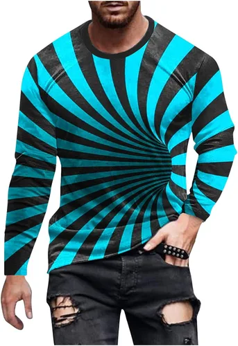 Camiseta de Manga Larga para Hombre Novedad Y2K Estampado gráfico Blusas Cuello Redondo Camiseta holgada Tops Baggy