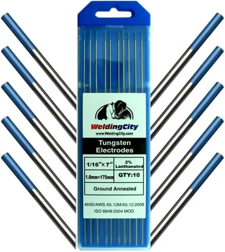 Miniatura 4 de WeldingCity Varilla de electrodo de tungsteno de soldadura TIG de alta calidad, 2,0% lantanado (AWS/EW-La20 azul) 1/8" x 7" 10 piezas