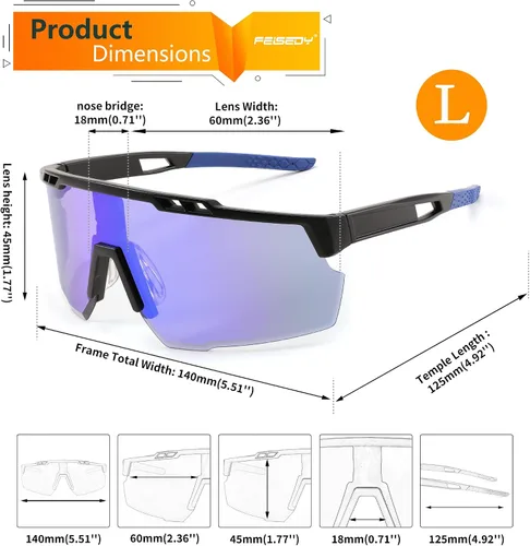 Miniatura 7 de FEISEDY Gafas de sol deportivas para hombres y mujeres, protección UV400, gafas de ciclismo, golf, béisbol, conducción, pesca, B0022