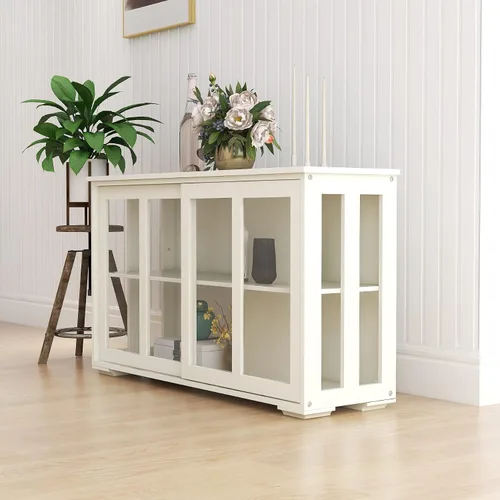 Miniatura 4 de CIATRE Kitchen Storage Stand Cupboard with Glass Door-White，Solidity and Stability, Large Storage Space, Practical Sideboard Buffet Table, Easy