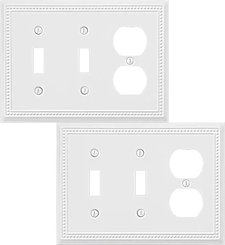 Miniatura 55 de OKAWYC Cubierta de Interruptor de Luz de Tomacorriente Dúplex Individual Belaire de Metal con Cuentas para Pared, Paquete de 4 Latón Antiguo 1 Gang