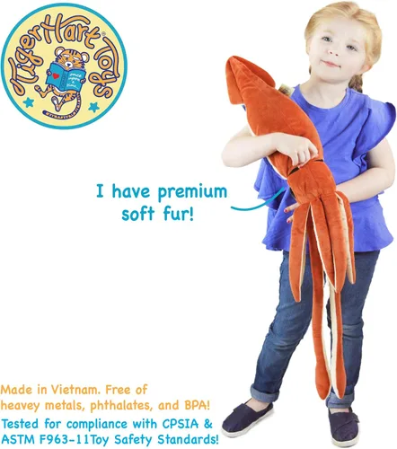 Miniatura 5 de TigerHart Shubert The Squid - Calamar de peluche grande de 35 pulgadas