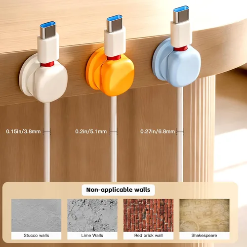 Miniatura 5 de Soporte de cable giratorio para mesita de noche, clips magnéticos giratorios de 360°, organizador de cable adhesivo fuerte para teléfono, hogar