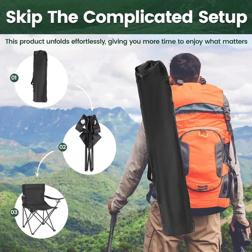 Miniatura 6 de Paquete de 2 sillas de campamento, sillas ligeras y de apoyo para adultos y personas ligeras, compactas, duraderas y portátiles, ideales