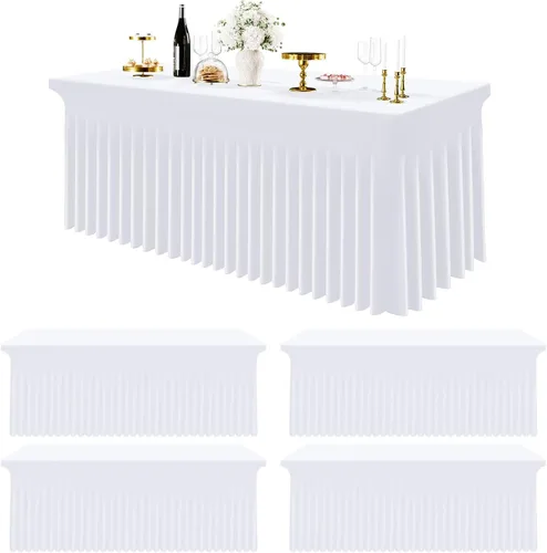 Miniatura 14 de Smiry Mantel de Spandex Paquete de 6, Mantel Elástico Ajustable Extensible para Mesas Rectangulares de 4 Pies, Cubierta de Mesa Impermeable Lavable