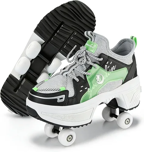 Miniatura 13 de 2 in 1 Convertible Walking Shoes to Quad Roller Skates with One-Touch Hidden Wheels Automatic Deformation for Men Women Kids Indoor Outdoor Sports