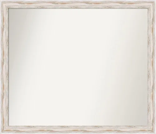 Miniatura 336 de Amanti Art Espejo de baño blanco para sobre el fregadero, 30 x 35 pulgadas, espejo de tocador rectangular estrecho de Eva de oro blanco, marco