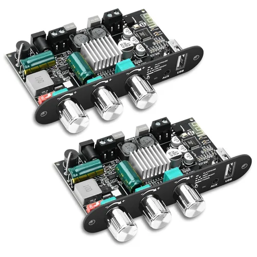 Miniatura 18 de Daakro ZK-1002T Placa amplificadora Bluetooth, placa amplificadora de 100W+100W de 2.0 canales con control de agudos/graves, DC 12-24V, entradas