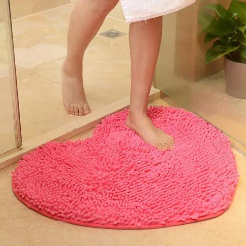 Miniatura 11 de vctops Alfombras de baño de felpilla en forma de corazón, extra suaves y absorbentes, antideslizantes, lavables, alfombra de felpa para bañera