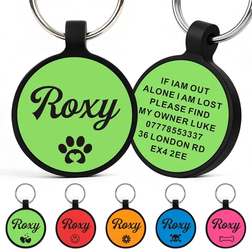 Miniatura 8 de Etiquetas para perros personalizadas para mascotas, etiqueta de silicona para perro, etiquetas de nombre para perro, etiquetas de perro Rosa