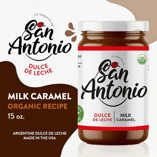 Miniatura 3 de San Antonio Organic Dulce de Leche Classic Milk Caramel Spread - Sin gluten ni lactosa, relleno y coberturas de postres, ideal para helado