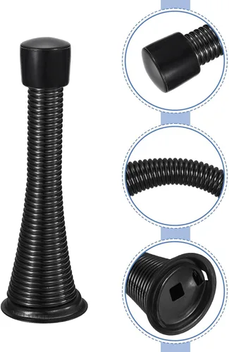Miniatura 5 de uxcell 4 topes de puerta de resorte, tope de puerta flexible de 3 pulgadas con parachoques de goma y tornillos para proteger la parte inferior
