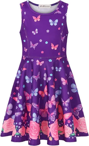 Miniatura 2 de LaBeca - Vestido sin mangas o de manga larga para niñas, vestidos informales con diseño de unicornio o sirena para niñas pequeñas o grandes