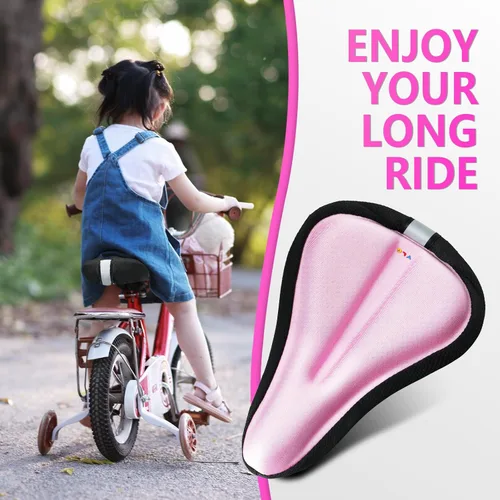 Miniatura 8 de YLG Cojín de asiento de bicicleta para niñas, funda de asiento de bicicleta acolchada de gel para niños, transpirable y extra suave, espuma