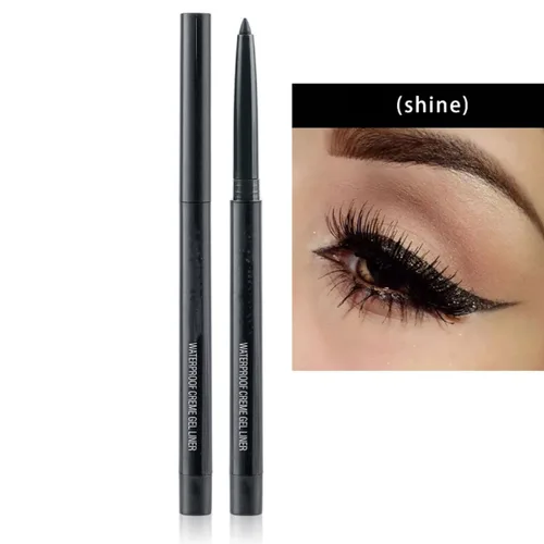Miniatura 2 de Lápiz delineador de ojos retráctil delineador de ojos pigmentado cremoso a prueba de manchas lápiz delineador de ojos Shimmer Black