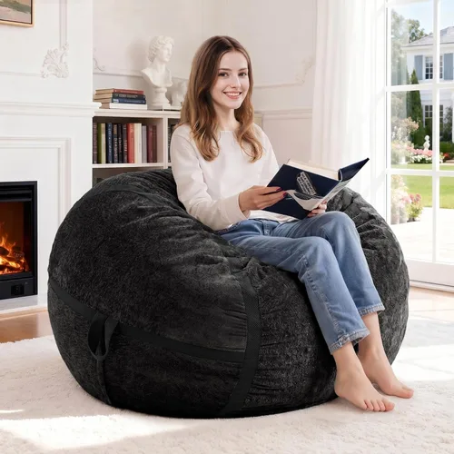 Miniatura 13 de Homguava Puf gigante de 2 pies para adultos con relleno de espuma viscoelástica, puf con funda de piel sintética suave, cómoda puf para sala
