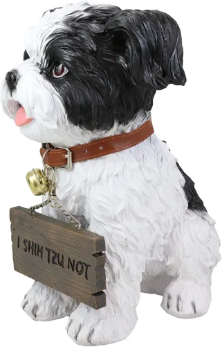 Miniatura 6 de Ebros Adorable juguete realista de Shih Tzu, juguete de raza de perro con cuello de cascabel, letrero de bienvenida de 11.25 pulgadas de alto