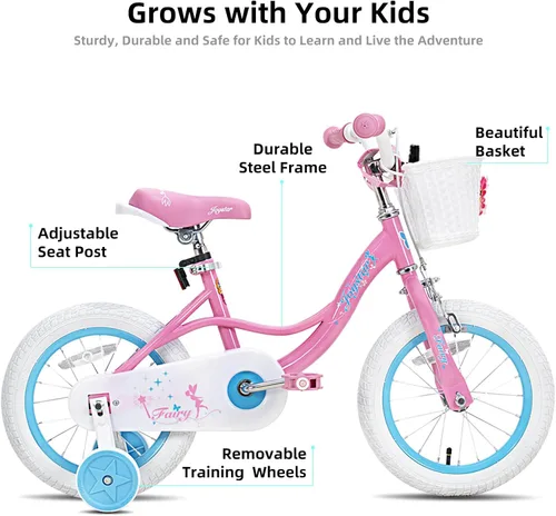 Miniatura 2 de JOYSTAR Fairy Girls Bike for Toddlers and Kids Ages 2-8 Years Old, 12 14 16 18 Inch Kids Bike with Training Wheels, Handbrake and Basket, Toddler