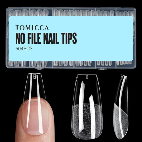 Miniatura 16 de TOMICCA Puntas de uñas de almendra extra cortas, 240 unidades, 15 tamaños, puntas de uñas de gel transparente preformadas, no necesita lima, uñas