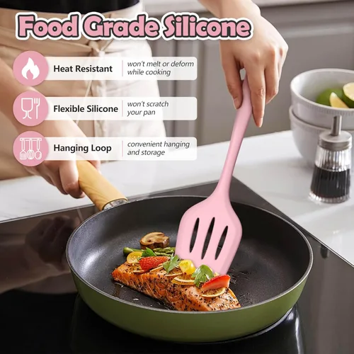 Miniatura 3 de LIANYU Juego de 14 utensilios de cocina, juego de utensilios de cocina de silicona con espátulas y soporte, herramientas de cocina resistentes al