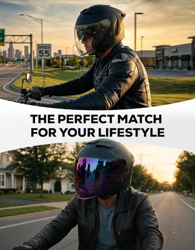 Miniatura 7 de XFMT 3/4 Open Face Motorcycle Helmet Dual Visor Moped Street Bike Scooter Helmet with Internal Sunshield for Adults Men & Women, DOT Approved