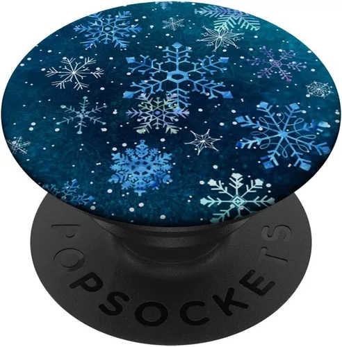 Christmas Winter Ice Light Blue White Snowflake Snow Crystal PopSockets Adhesive PopGrip