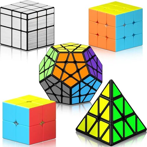 Miniatura 8 de Vdealen Juego de cubos de velocidad, paquete de cubos mágicos, paquete de 2 x 2, 3 x 3, 4 x 4, pirámide skewb, paquete de cubos de rompecabezas sin