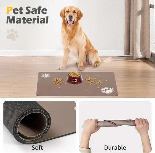 Miniatura 7 de Tapete de alimentación para mascotas, tapete absorbente para comida y agua, accesorios para perros, suministros para mascotas, cuenco de agua