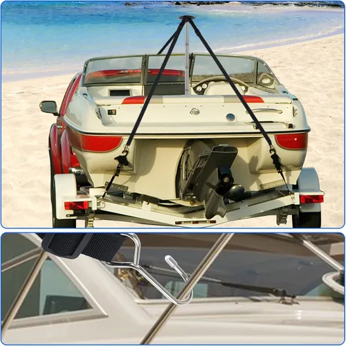 Miniatura 6 de Postes de soporte ajustables para cubierta de barco con correas, postes de barco con correa y gancho de acero inoxidable de 1 pulgada de ancho x 3.5