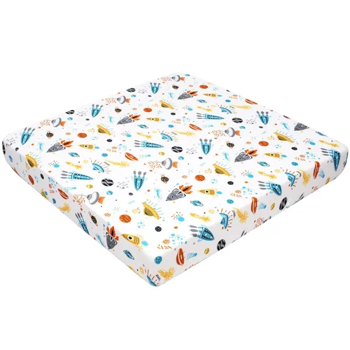 Miniatura 7 de Cloele Sábanas bajeras cuadradas perfectas para colchones portátiles de 36 x 36 pulgadas, sábanas cuadradas de jungla para cuna, sábana bajera