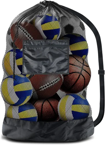 BROTOU Bolsa de malla extra grande y reforzada para pelotas deportivas Bolsa para balón de fútbol de malla Bolsas con cordón resistente para trabajo
