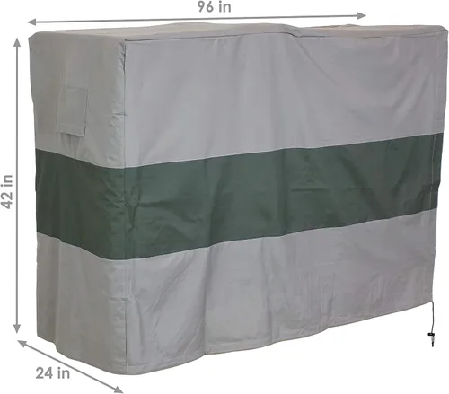 Miniatura 3 de Sunnydaze Funda para estante de troncos - Gris con rayas verdes - Poliéster 300D con respaldo de PVC - Accesorio resistente para patio, terraza