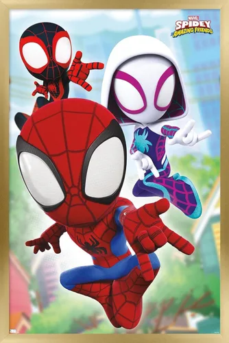 Miniatura 11 de Trends International Marvel Spidey and His Amazing Friends - Póster de pared Webs, 14.72 x 22.37 pulgadas, versión enmarcada de madera de granero