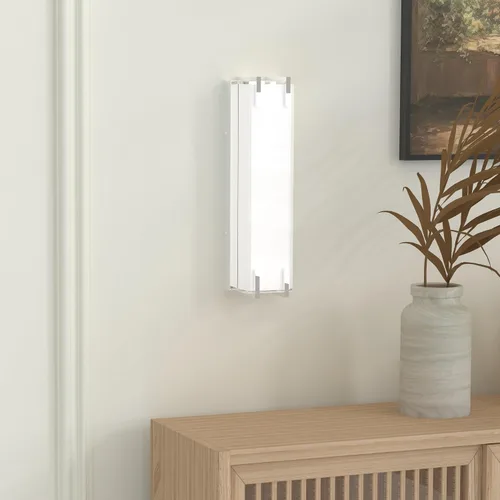 Miniatura 7 de Luz de baño LED sobre espejo de 16" con pantalla de lámpara blanca lechosa 4000K, acabado cromado de luz diurna, barra de baño (cromado)