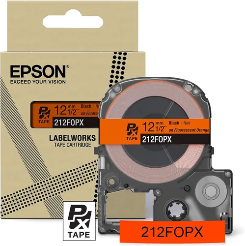Miniatura 10 de Epson LABELWORKS 212RBBPX Cartucho de Cinta PET (Poliéster) Genuino - Cinta de Etiquetadora de Diseño para Artesanía en Cinta Negra sobre Azul