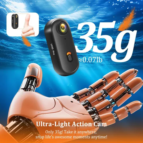 Miniatura 2 de Cámara de acción 4K (64 GB), cámara POV mejorada para 2026, WiFi, cámara a presión para el pulgar con funda impermeable, cámara deportiva portátil