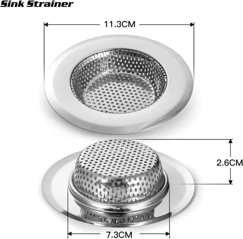 Miniatura 3 de CORNERJOY Colador de cesta de fregadero de cocina de acero inoxidable resistente con borde de 4.5 pulgadas de diámetro y tapón de fregadero
