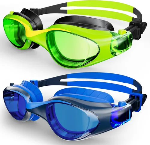 Kids Swim Goggles, Anti-Fog UV Protection, Leakproof Adjustable Strap Swimming Goggles for Boys Girls Ages 6–14