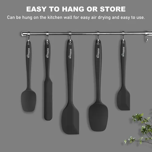 Miniatura 5 de NileHome Juego de espátulas de silicona, 5 utensilios de cocina de grado alimenticio con cepillo de silicona, resistente al calor hasta 600 °F
