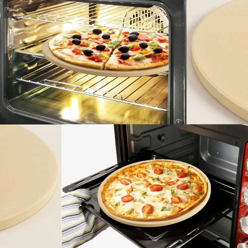 Miniatura 7 de homEdge Juego de Piedra para Pizza, Piedra de Hornear Redonda de Cordierita Resistente para Pan, Pizza, Piedra de Cocina Resistente a los Golpes