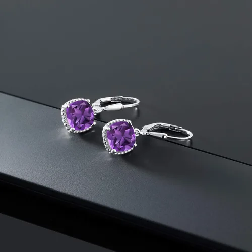 Miniatura 87 de Gem Stone King Aretes colgantes de plata de ley 925 de 0.315 pulgadas para mujer