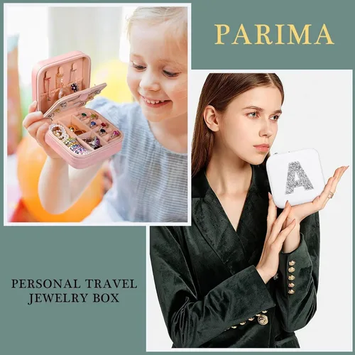 Miniatura 3 de Parima Joyero de viaje, organizador de joyas, regalos para mujeres, pequeño estuche de joyería con inicial, regalos esenciales de viaje para mamá
